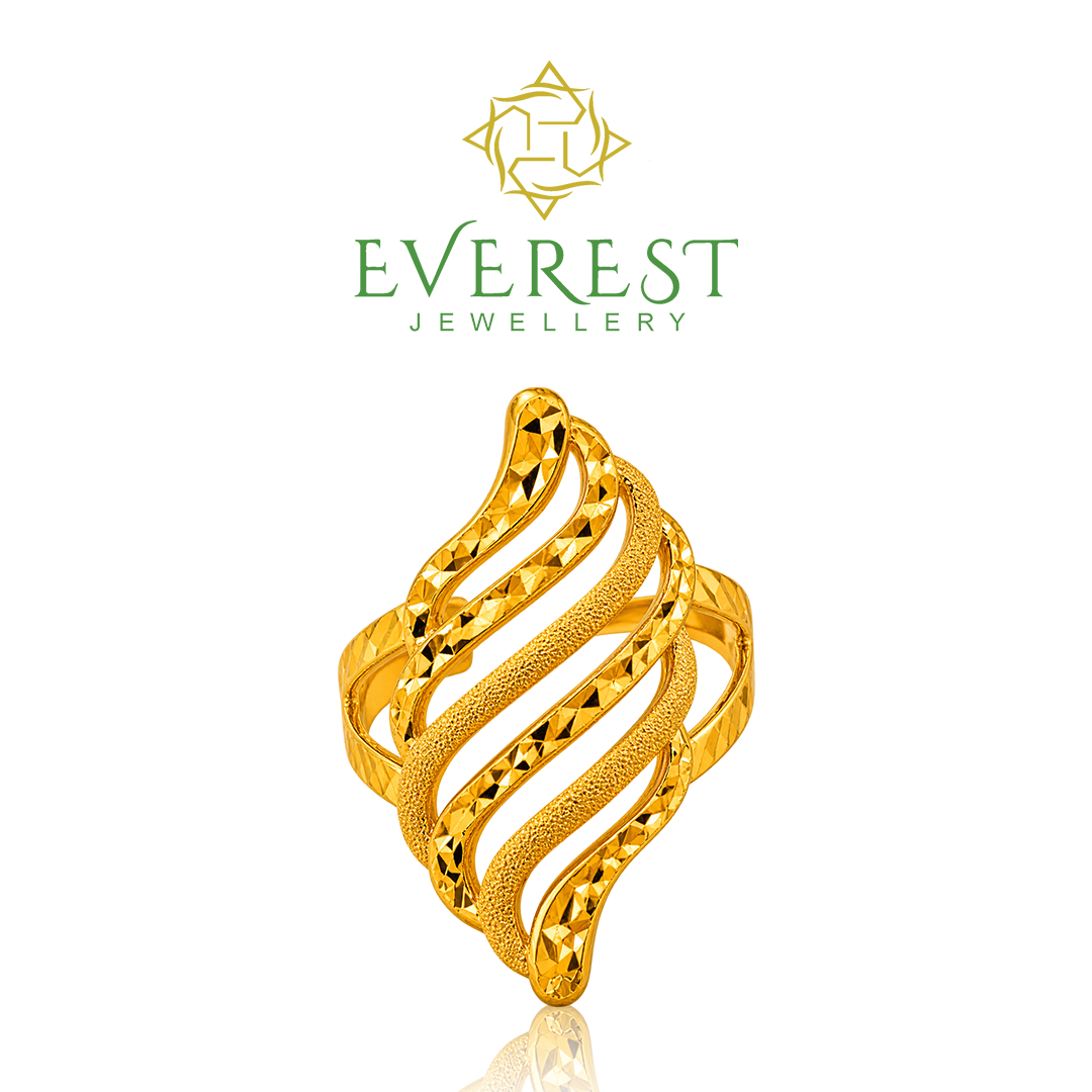  916 Yellow Gold Wavy Multi-Band Ring