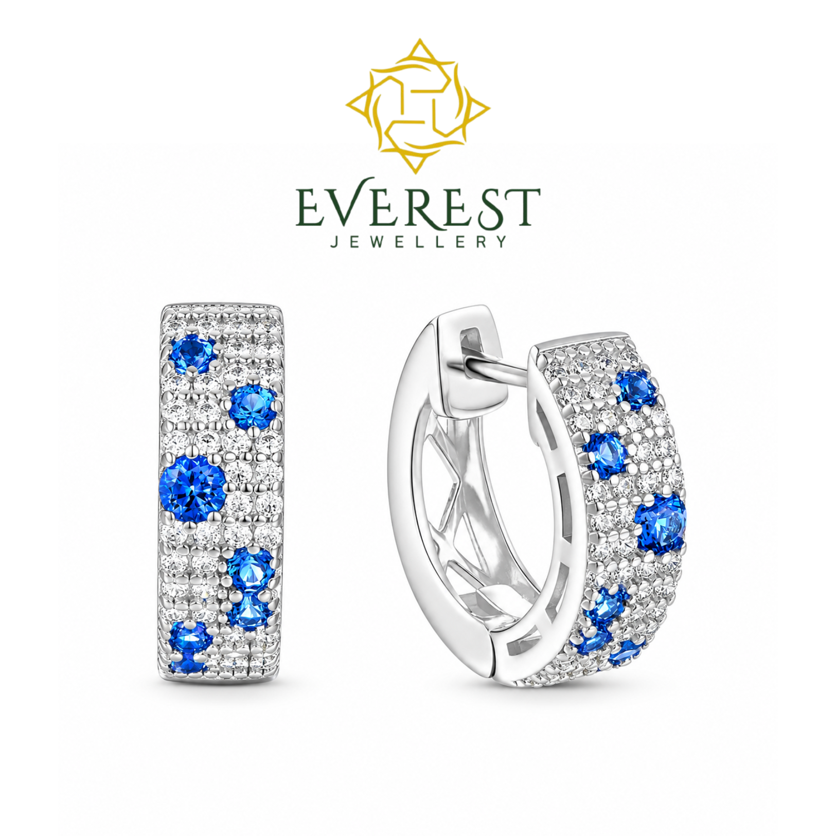  Celeste Sapphire & Diamond Hoop Earrings(G)