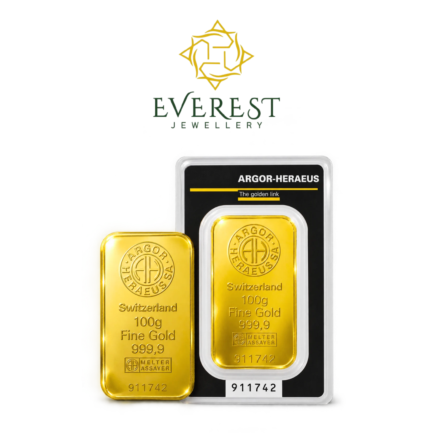 100 Gram Argor-Heraeus Swiss Gold Bullion Bar