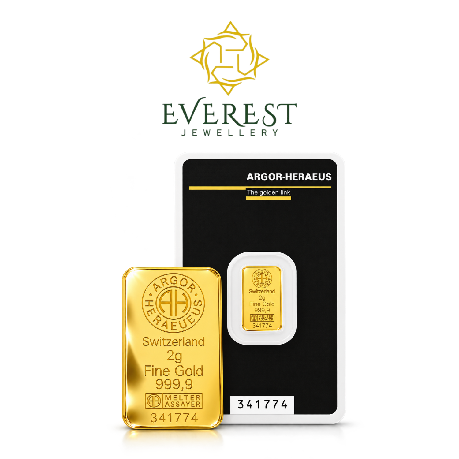2 Gram Argor-Heraeus Swiss Gold Bullion Bar