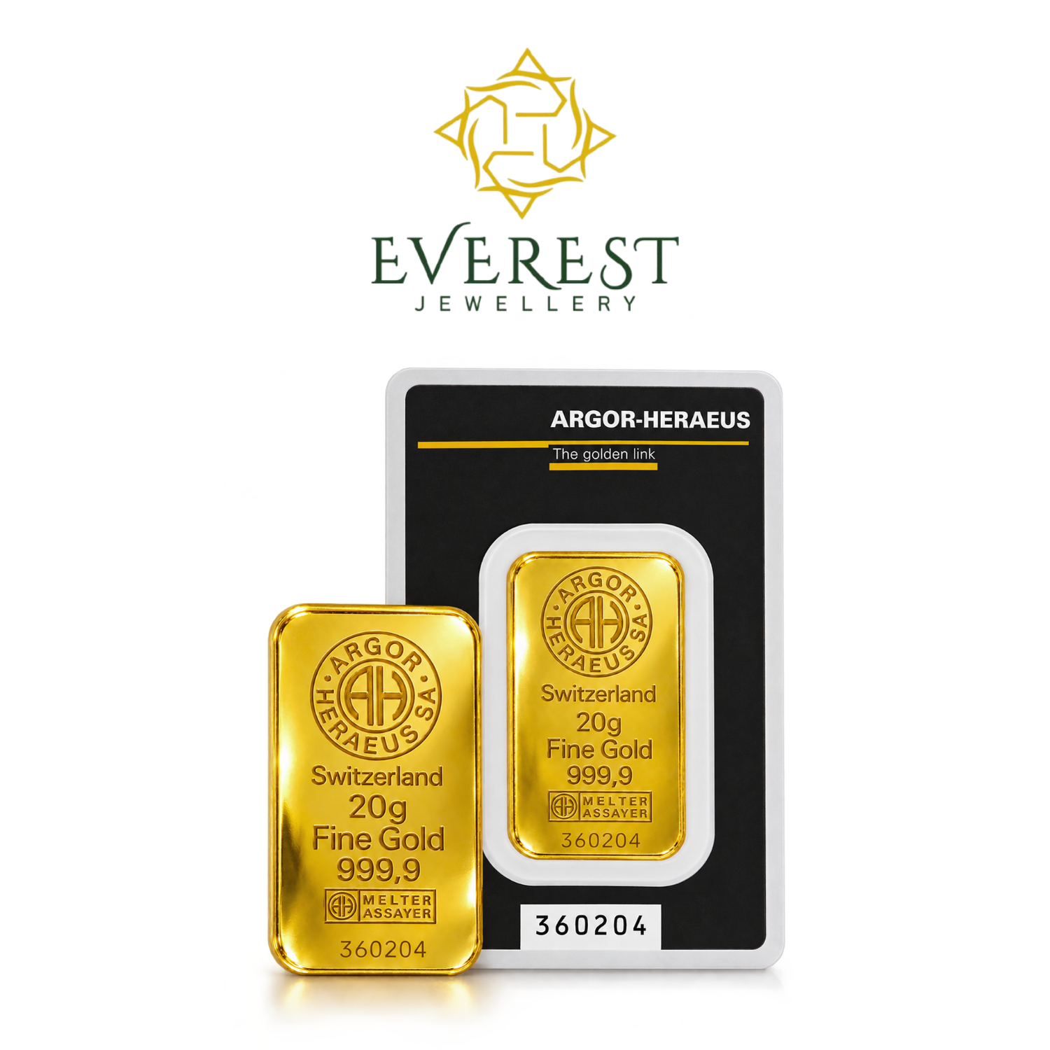 20 Gram Argor-Heraeus Swiss Gold Bullion Bar