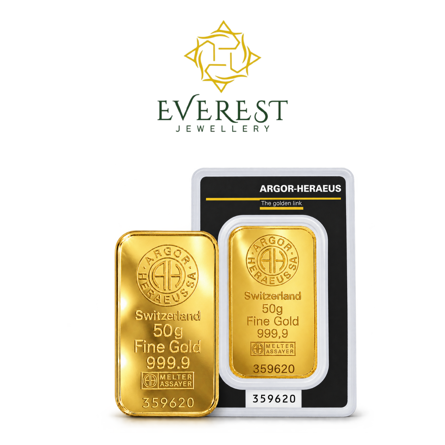 50 Gram Argor-Heraeus Swiss Gold Bullion Bar