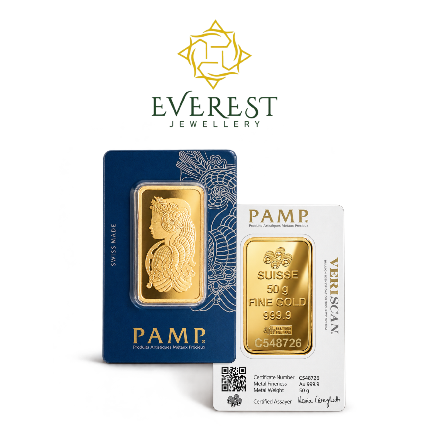 50 Gram PAMP Swiss Gold Bullion Bar