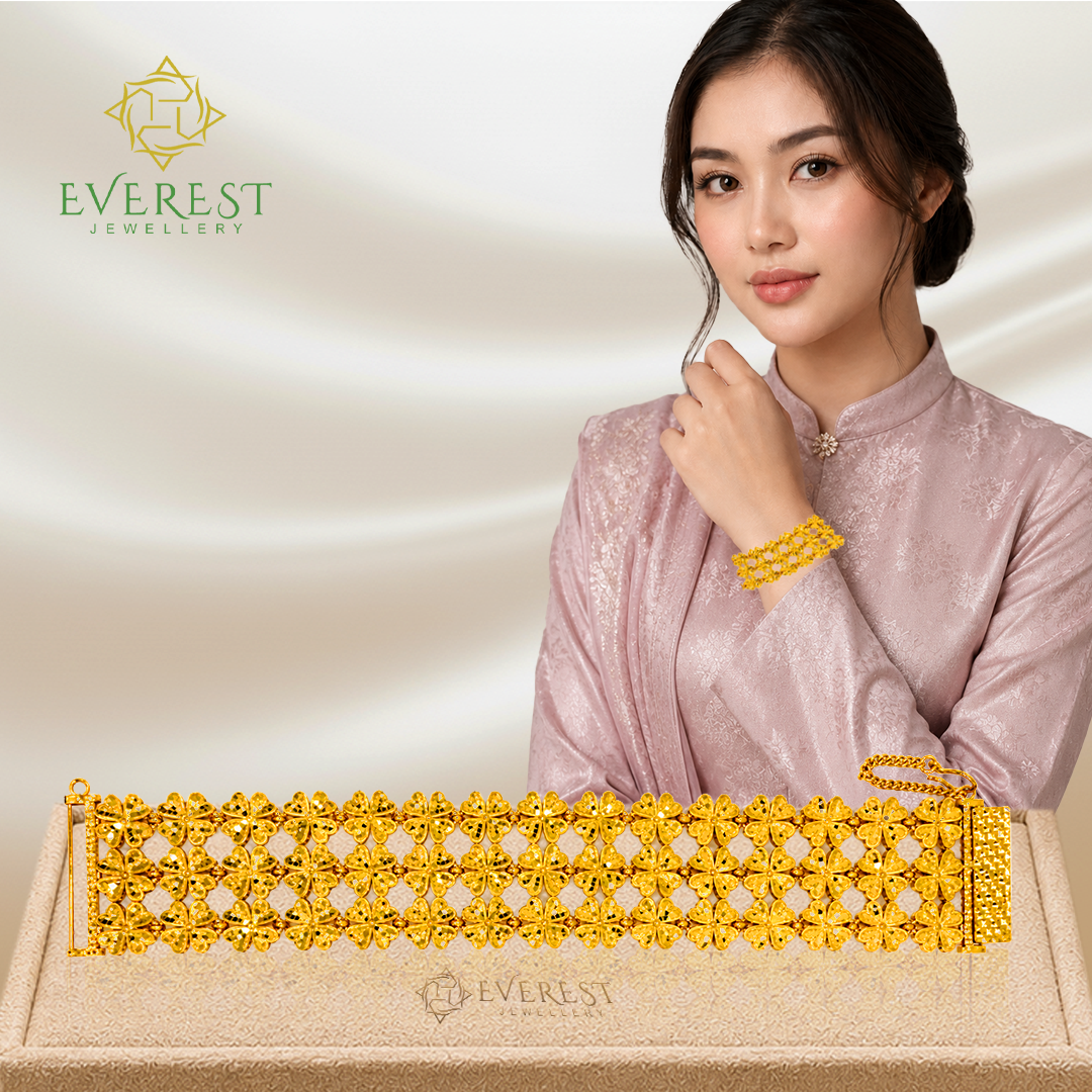 916 1C 3R CUT HEART FLOWER BRACELET