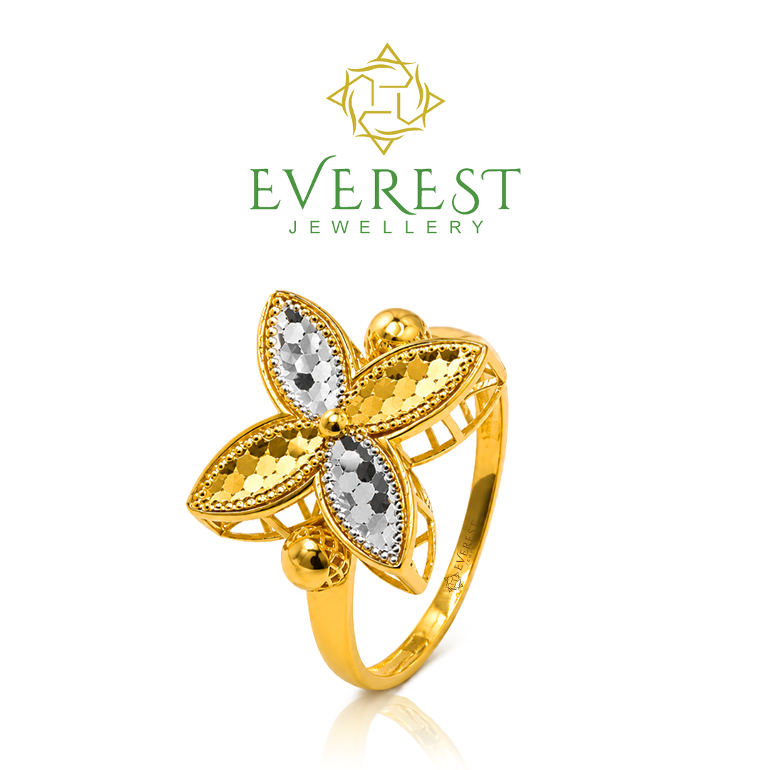 916 Two-Tone 1 Row Ice Cut Flower Ring