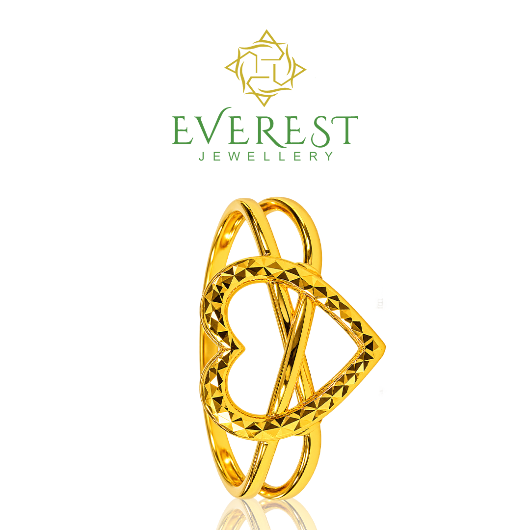 916 Yellow Gold Interlocking Heart Ring