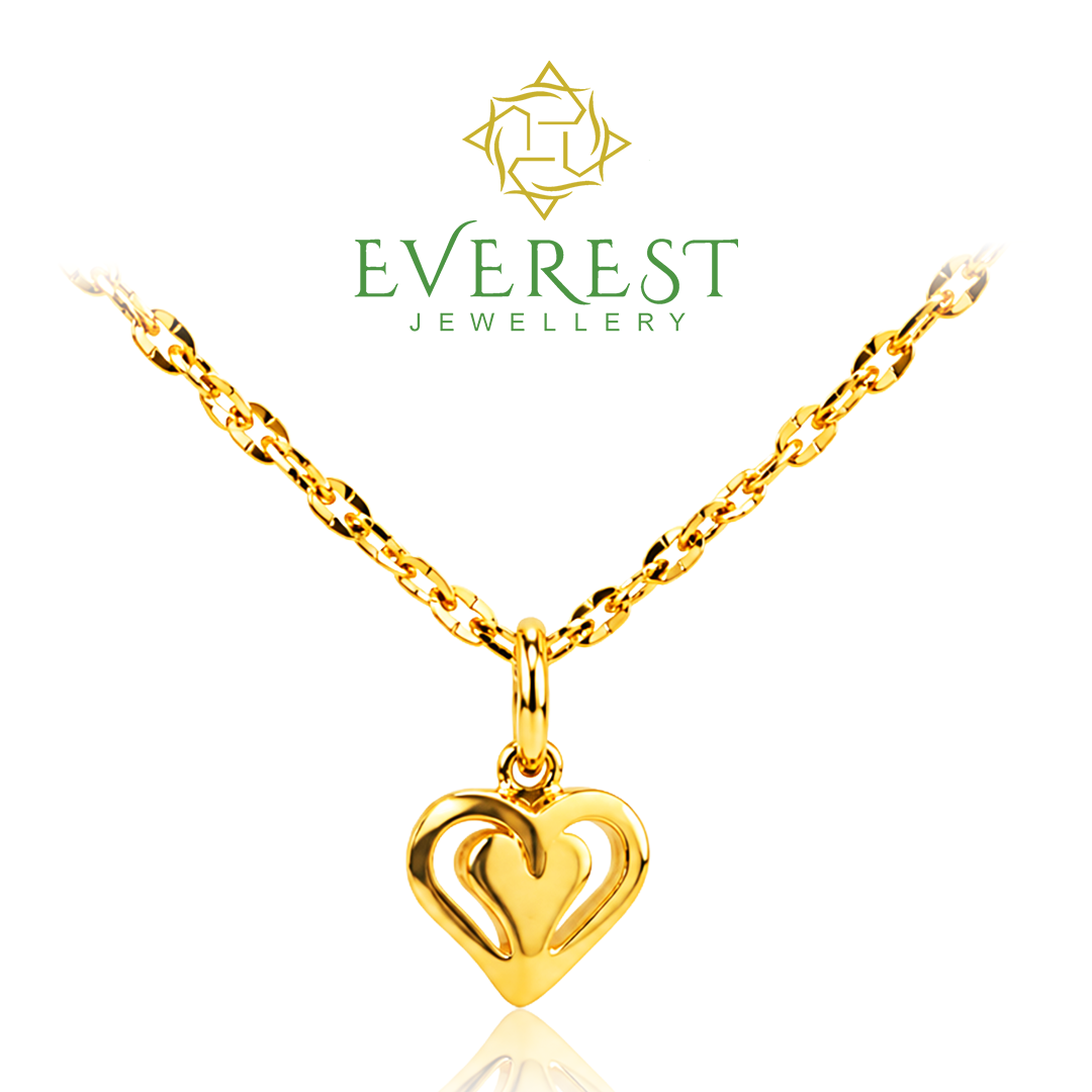 916 Yellow Gold Plain Heart Hollow Pendant