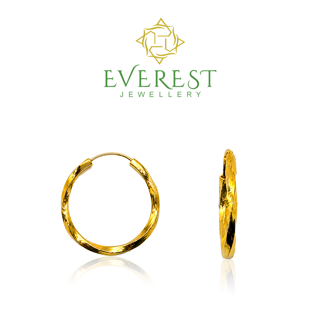 916 Yellow Gold Wavy Gypsy Mobius Earrings