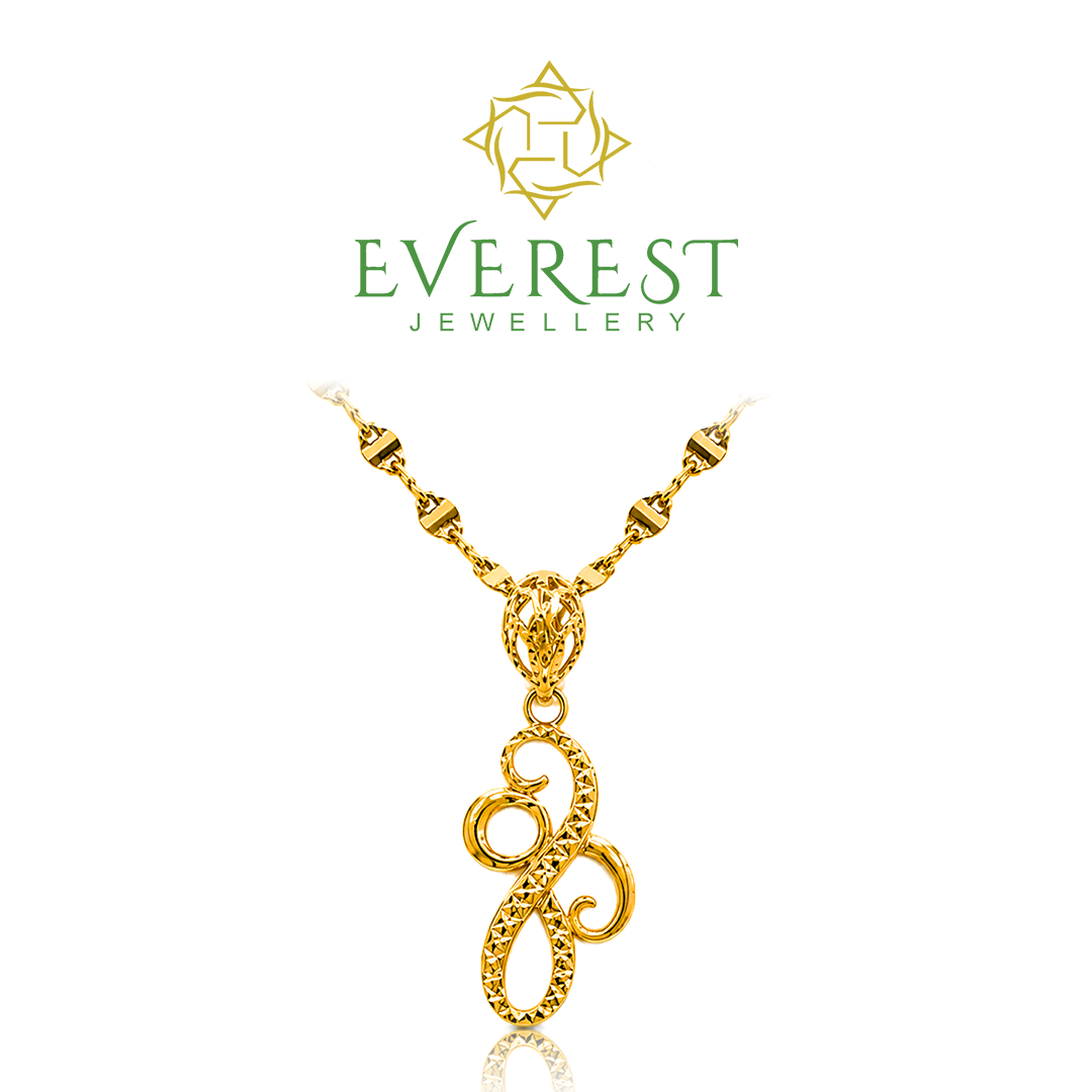 916 Yellow Gold Wavy S Leaf Pendant