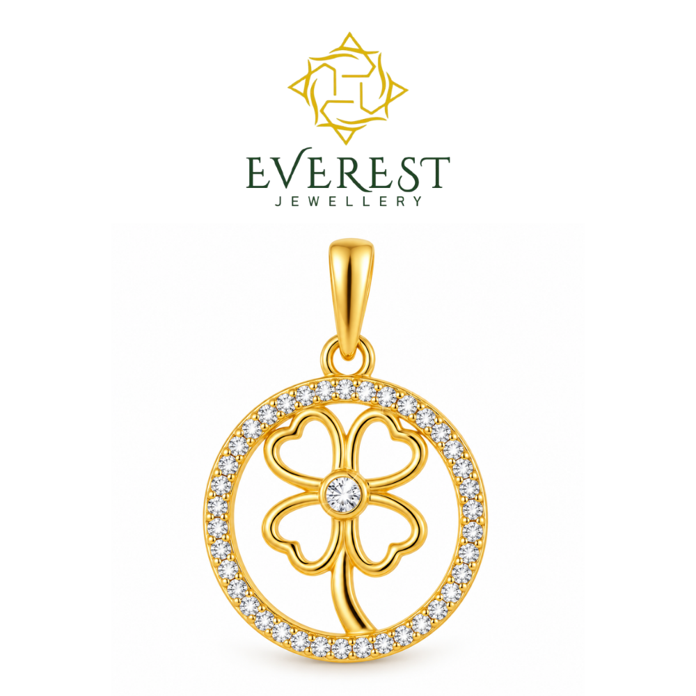 brilliant CZ Clover Medallion Pendant