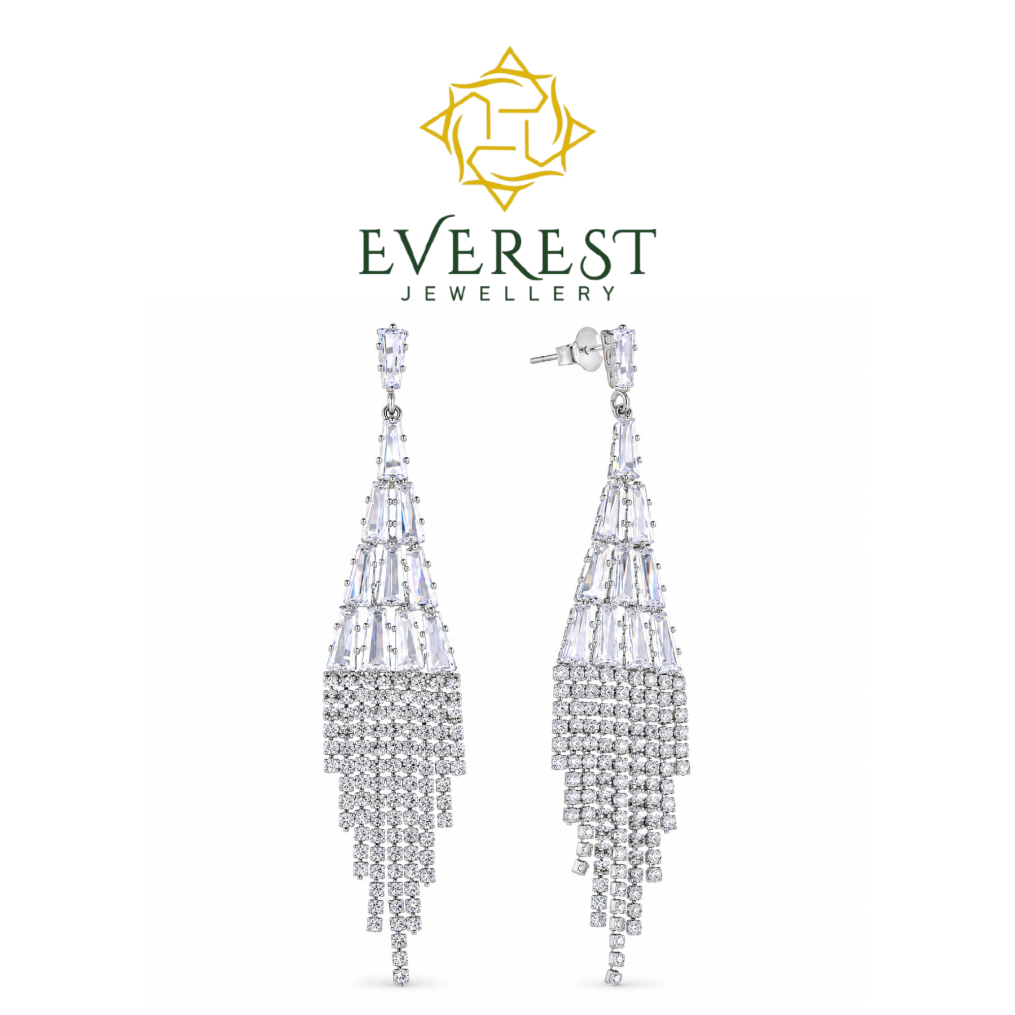 Cascading brilliant CZ Chandelier Earrings