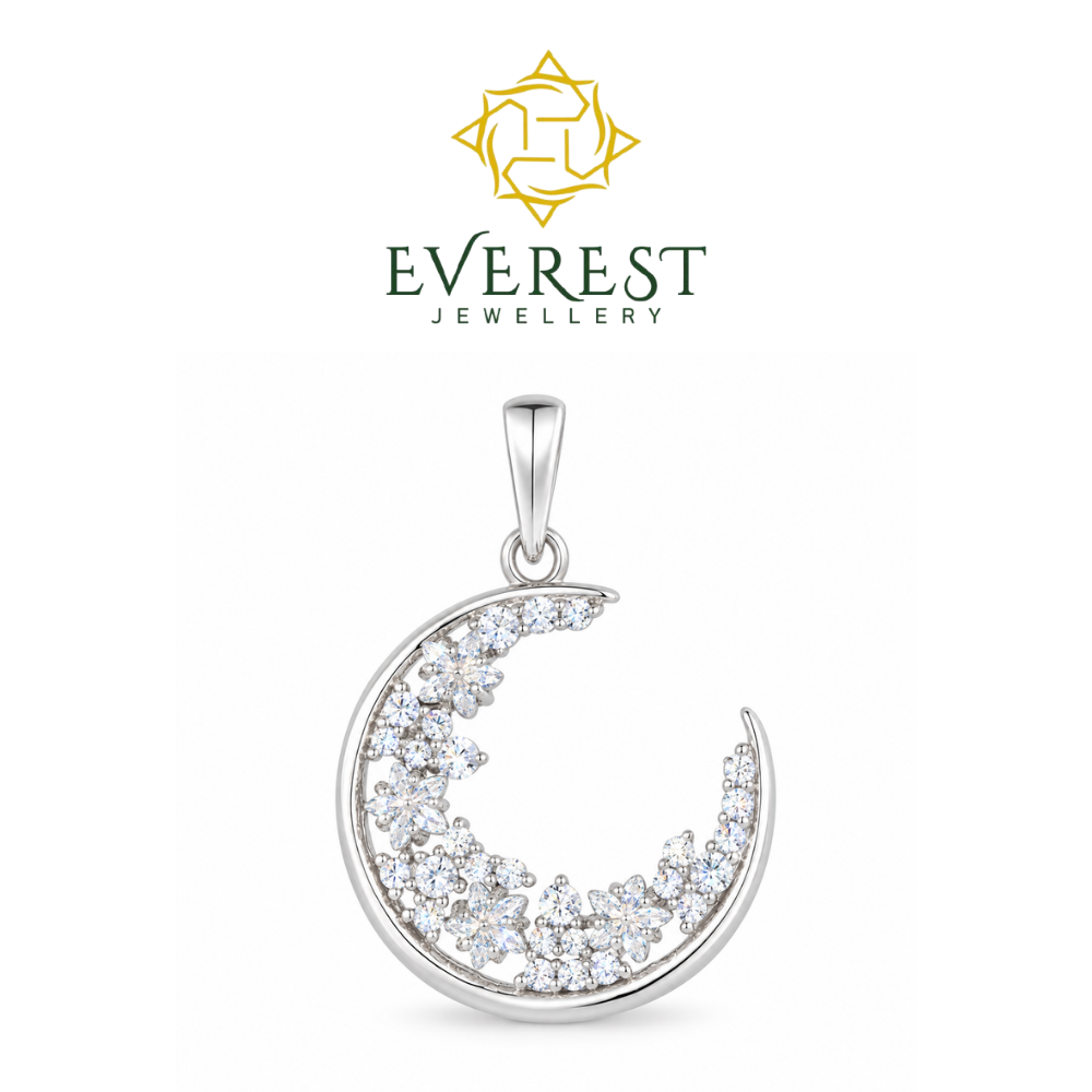 Crescent Moon brilliant CZ Pendant