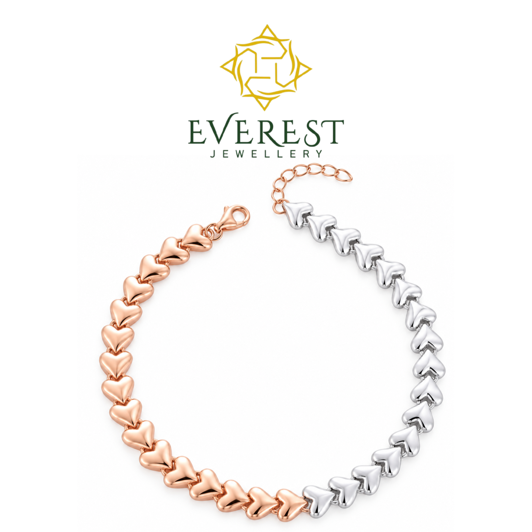 Dual-Tone Heart-Link Bracelet