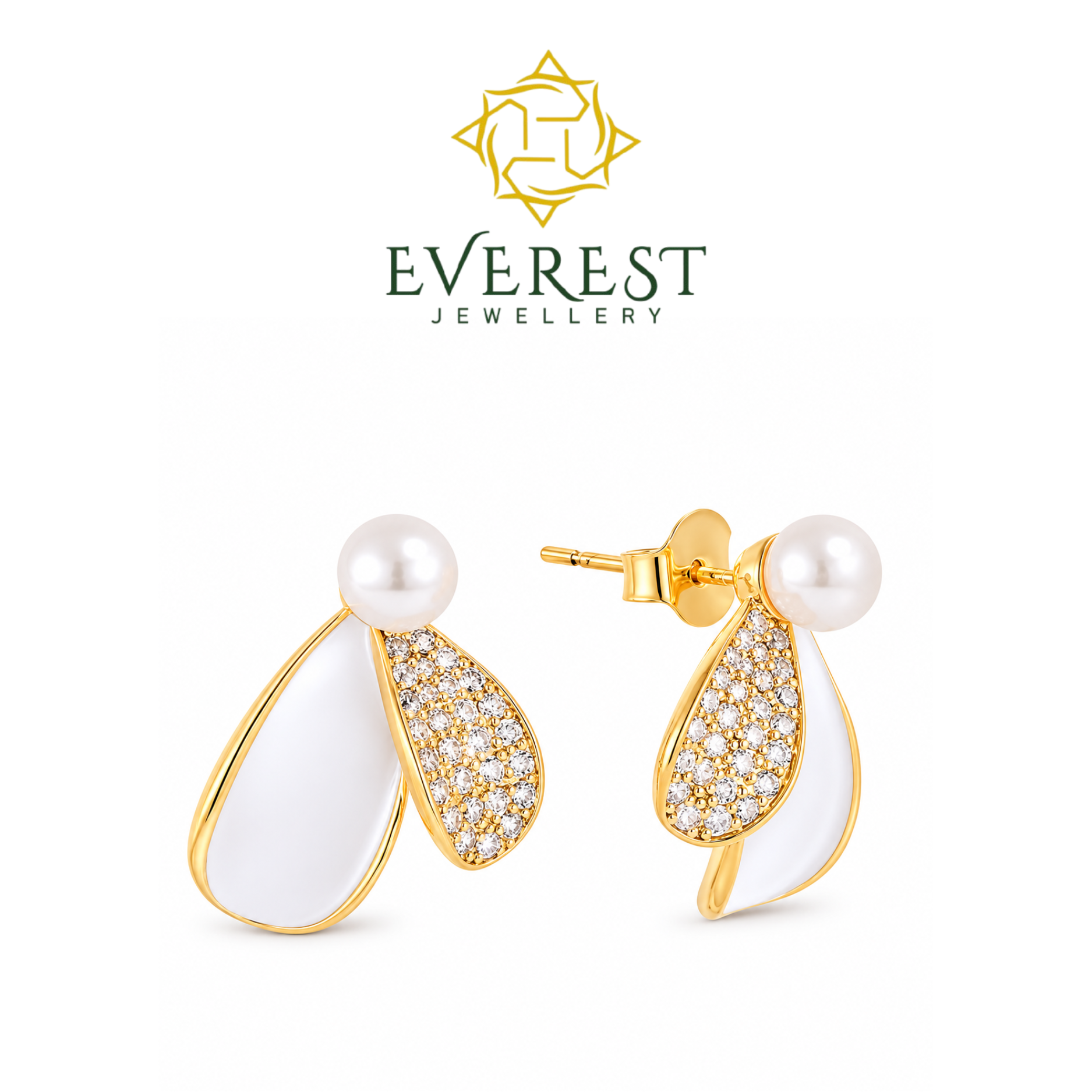 Modern Petal Pearl Earrings(G)