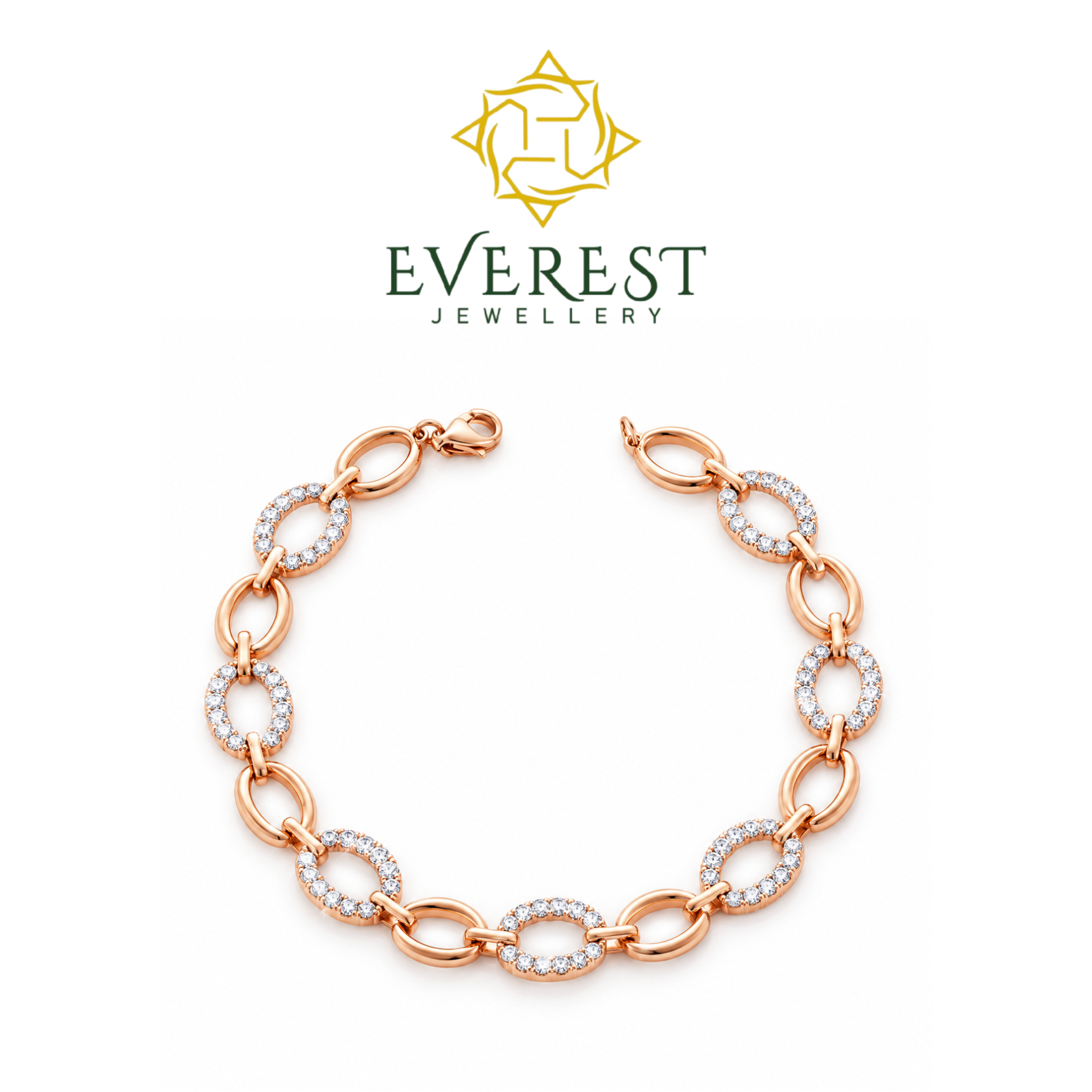 Oval Link brilliant CZ Bracelet