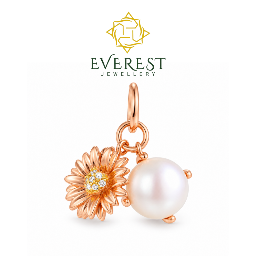 Sunflower & Pearl Brilliant Cluster Diamond Pendant(G)