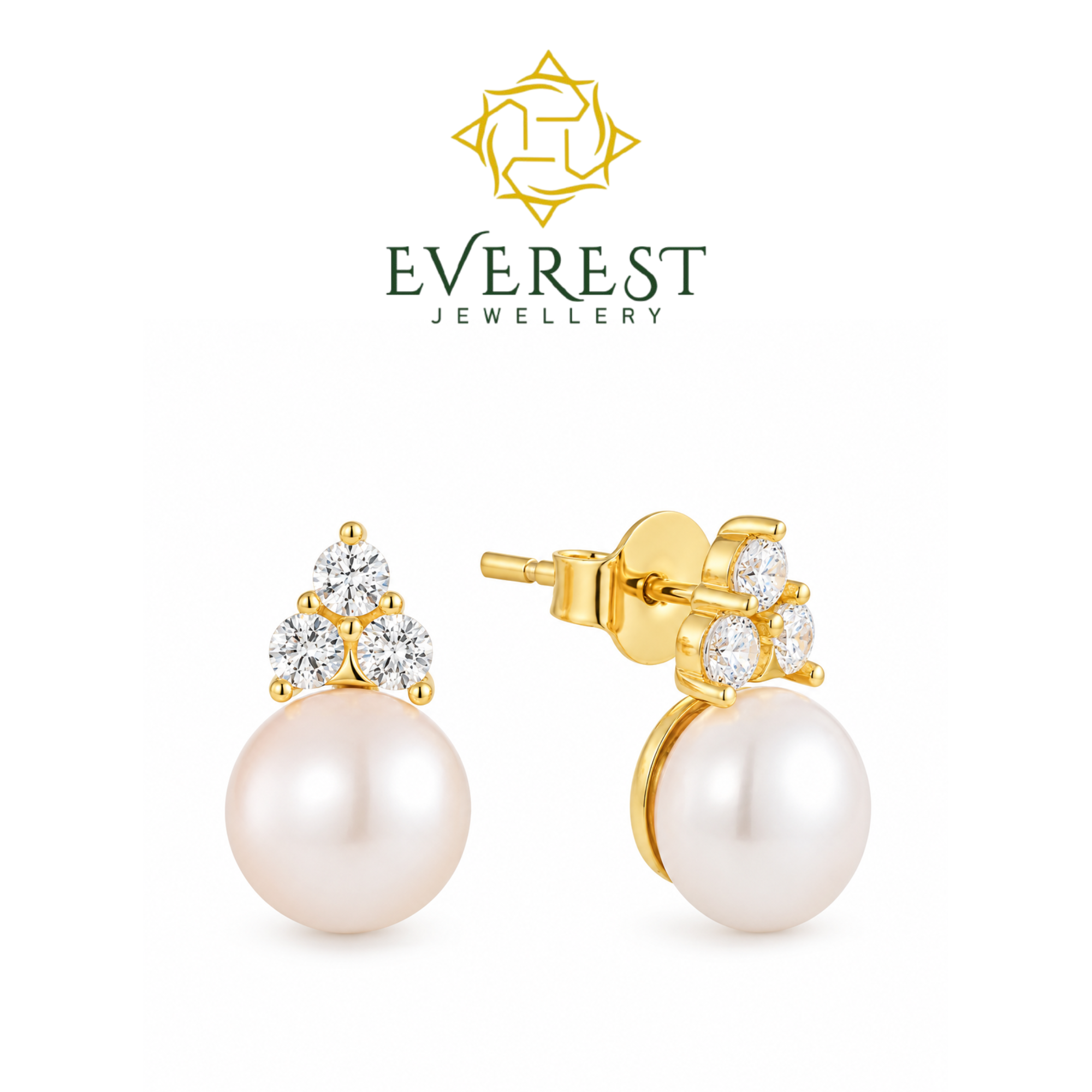 Trio brilliant CZ & Pearl Stud Earrings