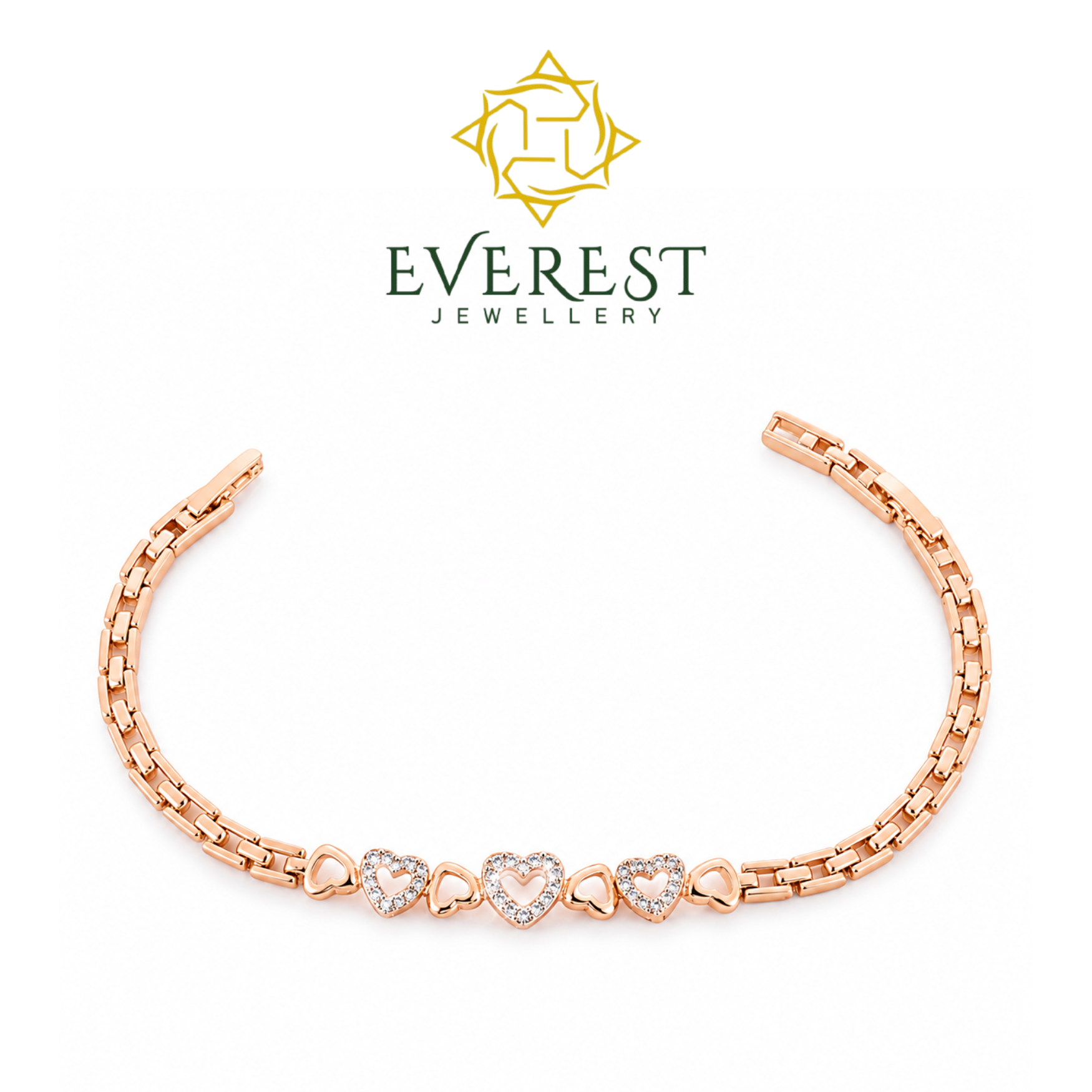 Triple Heart brilliant CZ Bracelet